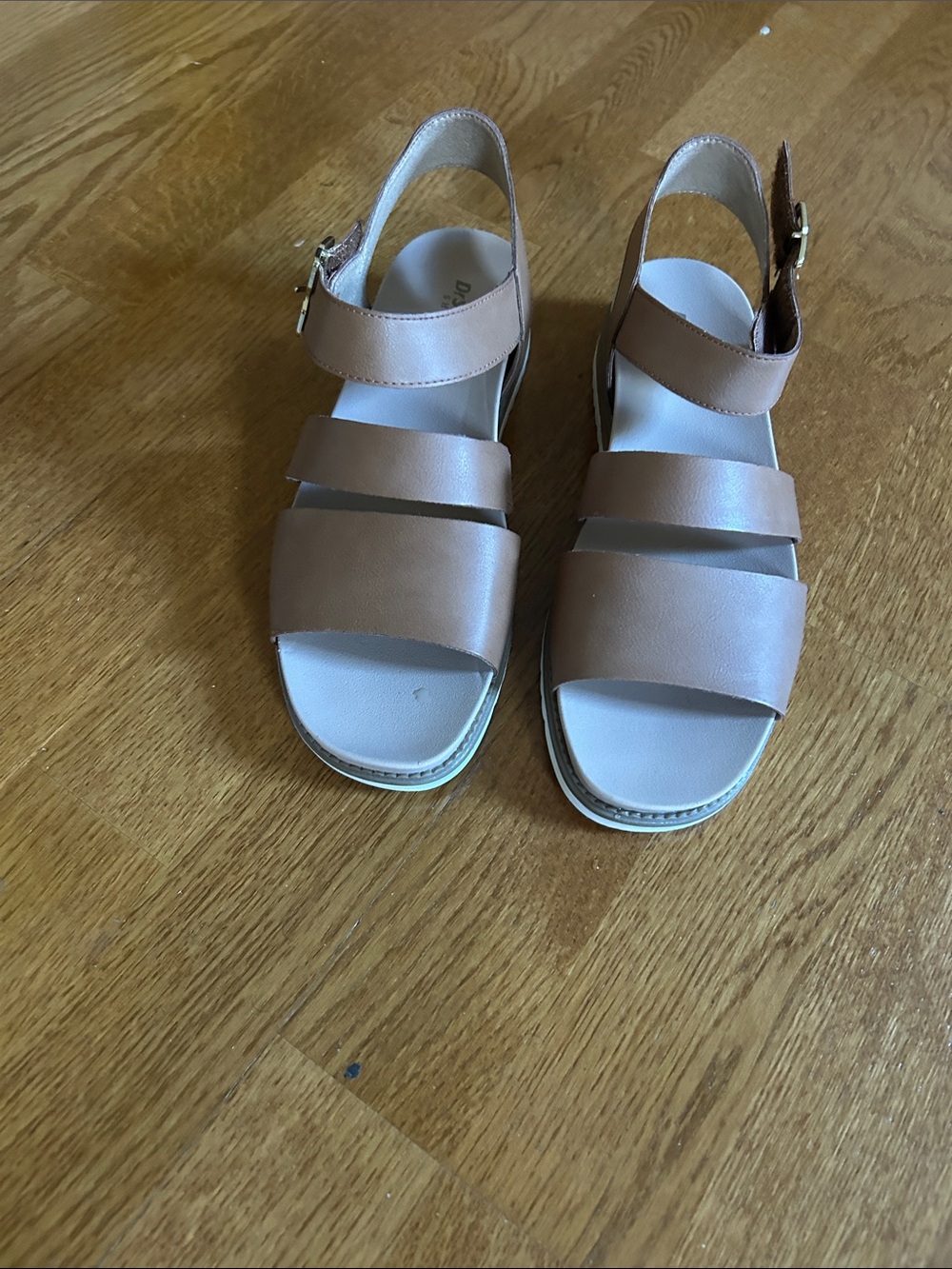 Dr. Scholl's Taupe Triple-Strap Buckle Sandals